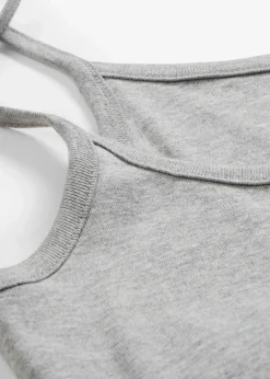 bonprix Shirts & Tops|Basics^Spaghettiträger-Top aus reiner Baumwolle (3er Pack) weiß + hellgrau meliert + schwarz