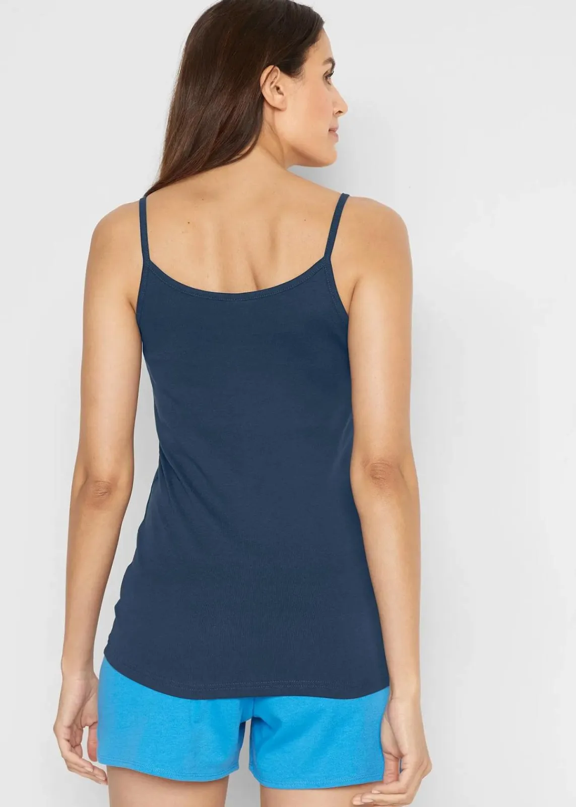 bonprix Shirts & Tops|Basics^Spaghettiträger-Top aus reiner Baumwolle (3er Pack) abendrot + türkis + dunkelblau