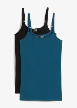 bonprix Shirts & Tops|Basics^Spaghettiträger-Top aus reiner Bio Baumwolle, (2er-Pack) blaupetrol+schwarz