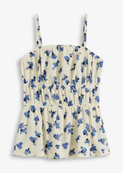bonprix Shirts & Tops^Spaghettiträger-Top aus strukturiertem Crêpe wollweiß floral