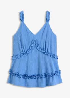 bonprix Shirts & Tops^Spaghettiträger-Top mit Rüschen mittelblau