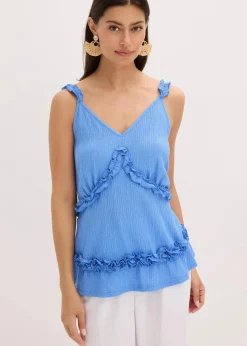 bonprix Shirts & Tops^Spaghettiträger-Top mit Rüschen mittelblau