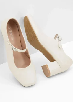 bonprix Pumps^Spangenpumps mit Blockabsatz cremeweiß