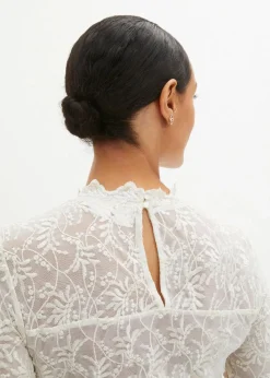 bonprix Bekleidung·Jacken & Mäntel|Blusen & Tuniken^Spitze-Dirndlbluse, langarm wollweiß