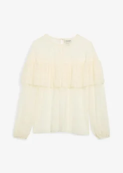 bonprix Bekleidung·Jacken & Mäntel|Blusen & Tuniken^Spitzenbluse wollweiß