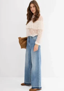 bonprix Bekleidung·Jacken & Mäntel|Blusen & Tuniken^Spitzenbluse wollweiß