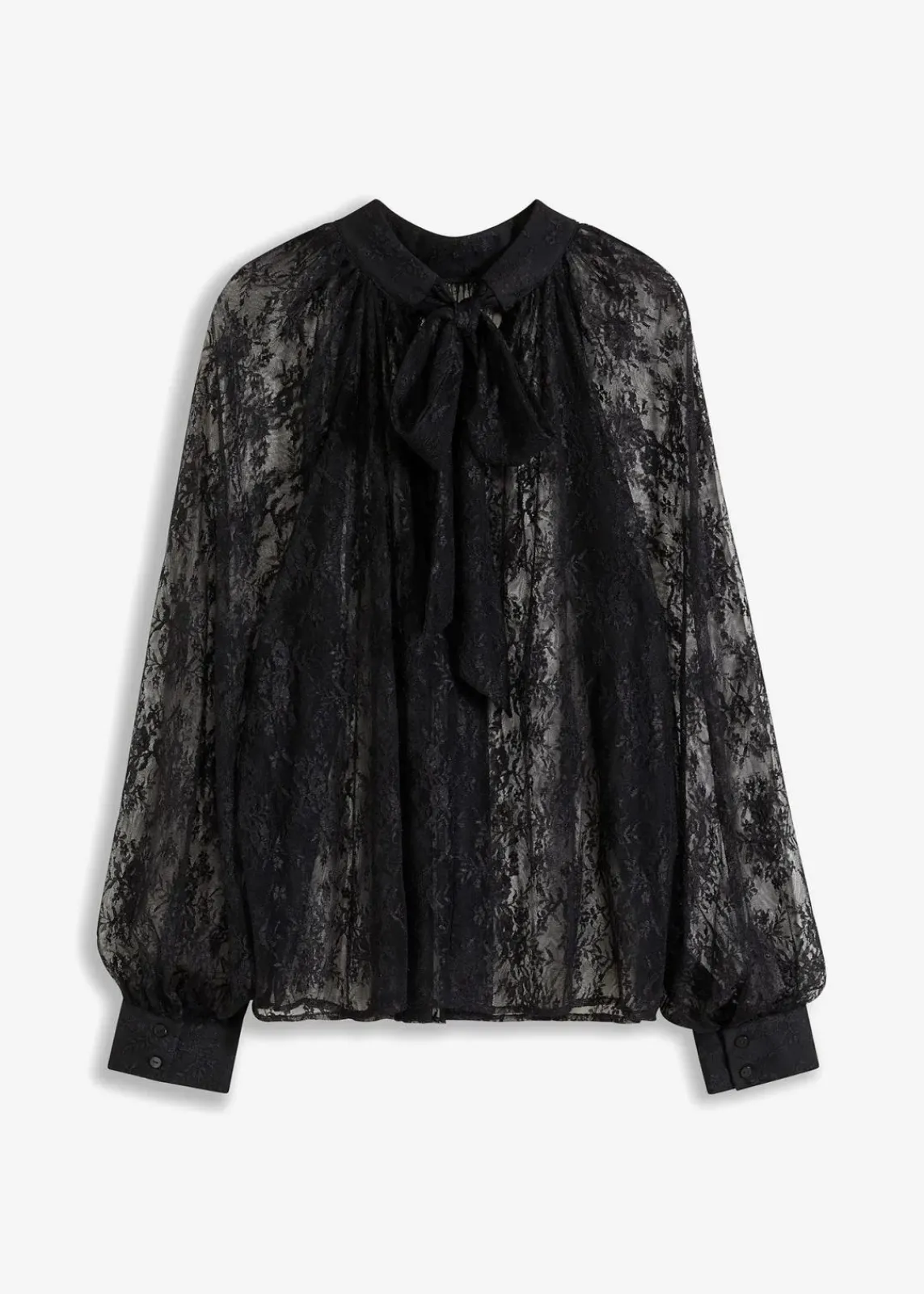 bonprix Bekleidung·Jacken & Mäntel|Blusen & Tuniken^Spitzenbluse mit leichter Transparenz schwarz