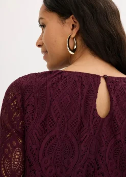 bonprix Bekleidung·Jacken & Mäntel|Blusen & Tuniken^Spitzen-Bluse mit Volants weinrot