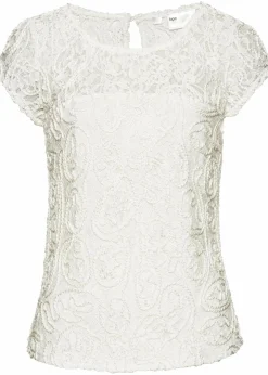 bonprix Bekleidung·Jacken & Mäntel|Blusen & Tuniken^Spitzen-Blusenshirt wollweiß