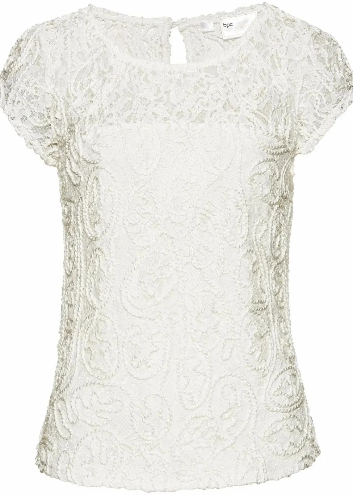 bonprix Bekleidung·Jacken & Mäntel|Blusen & Tuniken^Spitzen-Blusenshirt wollweiß