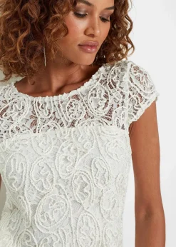 bonprix Bekleidung·Jacken & Mäntel|Blusen & Tuniken^Spitzen-Blusenshirt wollweiß