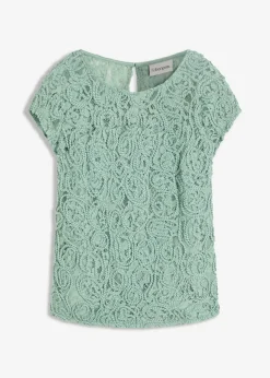 bonprix Blusen & Tuniken|Bekleidung·Jacken & Mäntel^Spitzen-Blusenshirt pastellgrün