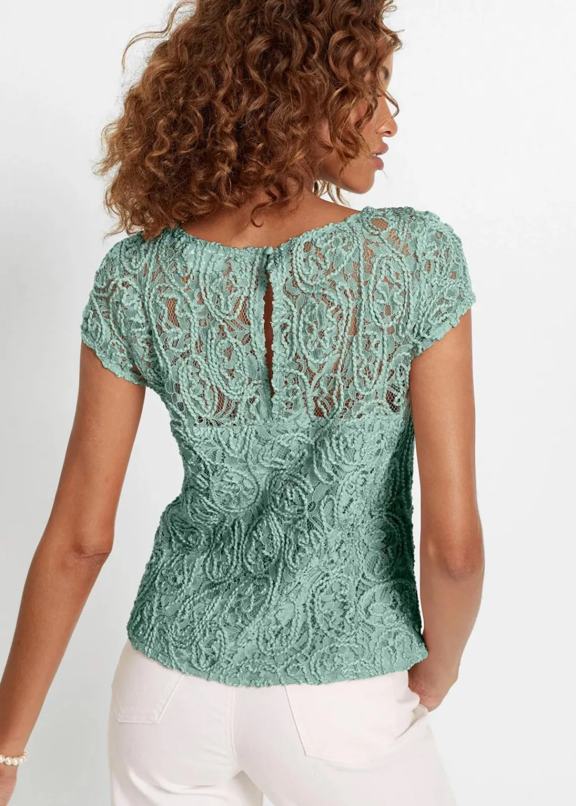 bonprix Blusen & Tuniken|Bekleidung·Jacken & Mäntel^Spitzen-Blusenshirt pastellgrün