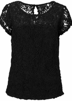bonprix Blusen & Tuniken|Bekleidung·Jacken & Mäntel^Spitzen-Blusenshirt schwarz