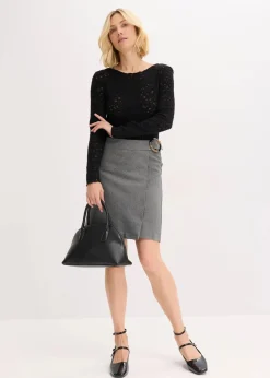 bonprix Shirts & Tops^Spitzenbody mit flauschiger Oberfläche schwarz