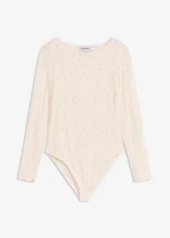 bonprix Shirts & Tops^Spitzenbody mit flauschiger Oberfläche cremeweiß