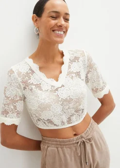 bonprix Bekleidung·Jacken & Mäntel|Blusen & Tuniken^Spitzen-Dirndlbluse wollweiß