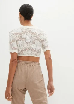 bonprix Bekleidung·Jacken & Mäntel|Blusen & Tuniken^Spitzen-Dirndlbluse wollweiß