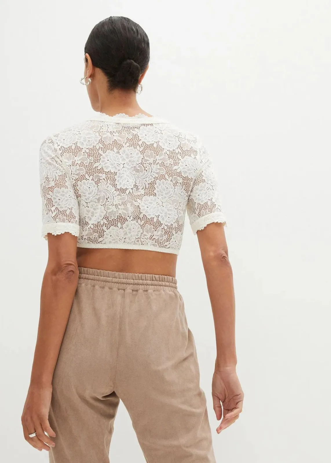 bonprix Bekleidung·Jacken & Mäntel|Blusen & Tuniken^Spitzen-Dirndlbluse wollweiß