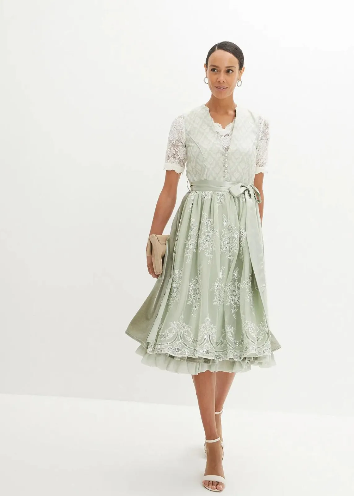 bonprix Bekleidung·Jacken & Mäntel|Blusen & Tuniken^Spitzen-Dirndlbluse wollweiß