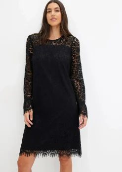 bonprix Kleider|Bekleidung·Pullover & Strickjacken^Spitzenkleid schwarz
