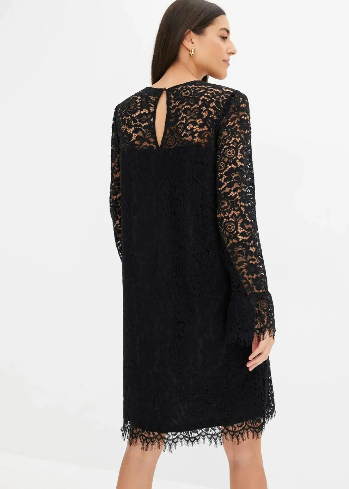bonprix Kleider|Bekleidung·Pullover & Strickjacken^Spitzenkleid schwarz