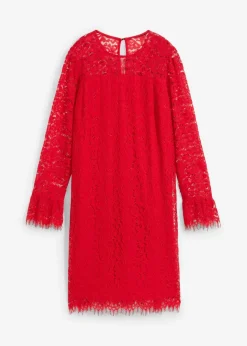 bonprix Bekleidung·Pullover & Strickjacken|Kleider^Spitzenkleid salsarot