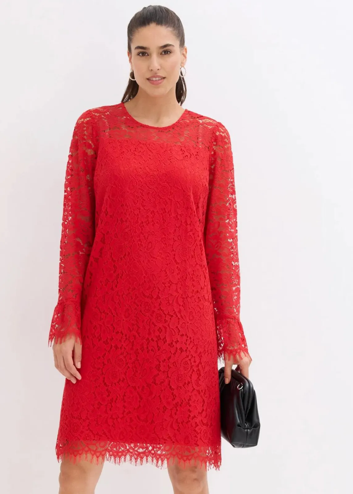 bonprix Bekleidung·Pullover & Strickjacken|Kleider^Spitzenkleid salsarot