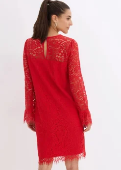 bonprix Bekleidung·Pullover & Strickjacken|Kleider^Spitzenkleid salsarot
