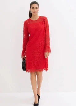 bonprix Bekleidung·Pullover & Strickjacken|Kleider^Spitzenkleid salsarot