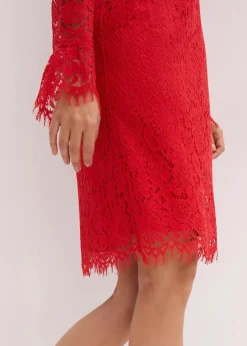 bonprix Bekleidung·Pullover & Strickjacken|Kleider^Spitzenkleid salsarot