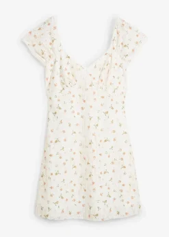 bonprix Kleider^Spitzenkleid mit Blumenprint weiß geblümt