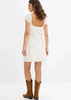 bonprix Kleider^Spitzenkleid mit Blumenprint weiß geblümt
