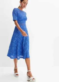 bonprix Bekleidung·Pullover & Strickjacken|Kleider^Spitzenkleid mit Häkeleinsatz blau