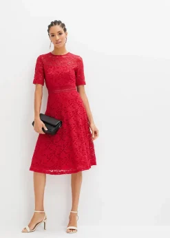bonprix Bekleidung·Pullover & Strickjacken|Kleider^Spitzenkleid mit Häkeleinsatz magenta