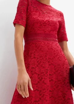 bonprix Bekleidung·Pullover & Strickjacken|Kleider^Spitzenkleid mit Häkeleinsatz magenta