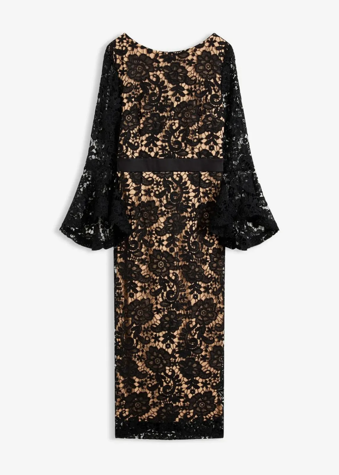bonprix Festliche Mode|Kleider^Spitzenkleid mit Satin-Einsatz schwarz
