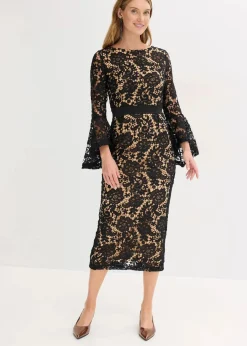 bonprix Festliche Mode|Kleider^Spitzenkleid mit Satin-Einsatz schwarz