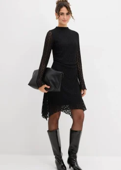 bonprix Kleider^Spitzenkleid mit Zipfelsaum schwarz