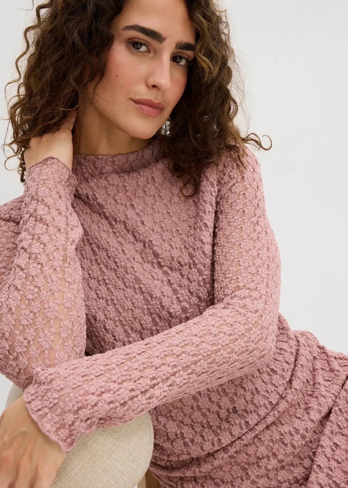 bonprix Kleider^Spitzenkleid mit Zipfelsaum rosenholz