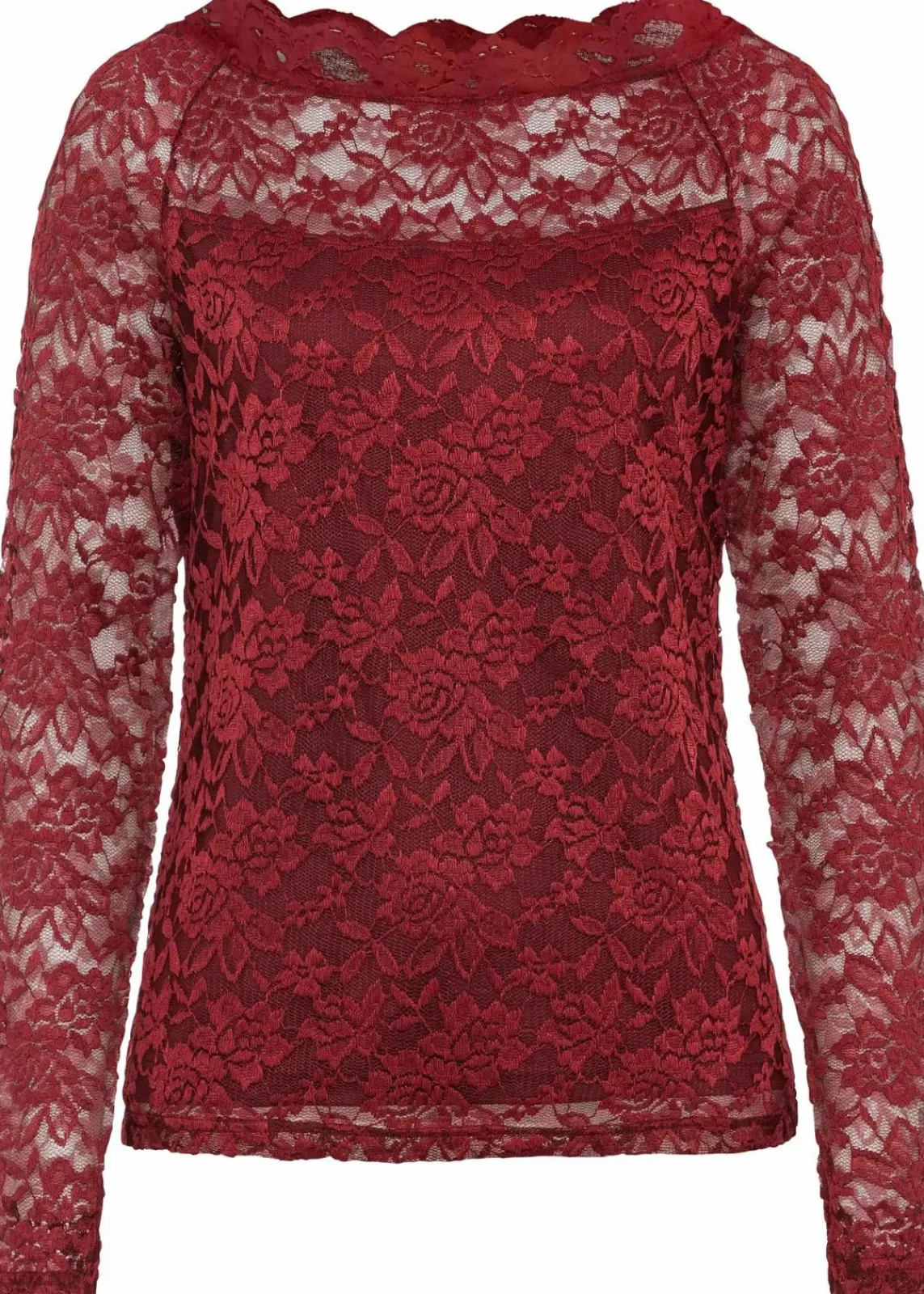 bonprix Shirts & Tops^Spitzen-Langarmshirt rubinrot