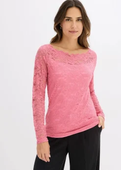bonprix Shirts & Tops^Spitzen-Langarmshirt mattpink