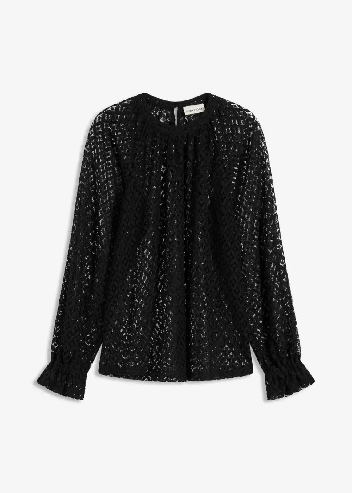 bonprix Shirts & Tops^Spitzenshirt aus Baumwoll-Mix schwarz