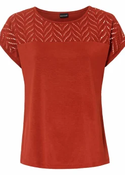 bonprix Shirts & Tops|Nachhaltigere Materialien^Spitzenshirt aus softer Viskose karminrot