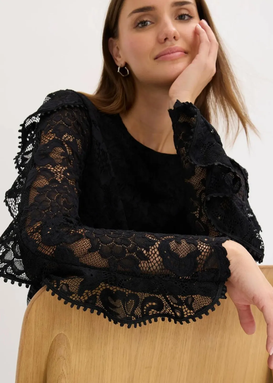 bonprix Shirts & Tops^Spitzen-Shirtbluse schwarz
