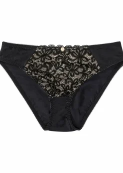 bonprix Höschen|Dessous^Spitzenverzierter Slip schwarz/puder geblümt