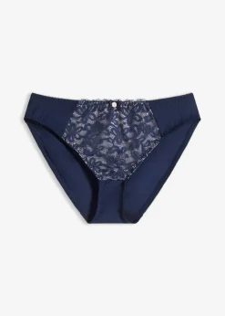 bonprix Wäsche·Dessous|Wäsche·Höschen^Spitzenverzierter Slip dunkelblau/puderflieder