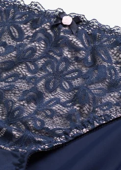 bonprix Wäsche·Dessous|Wäsche·Höschen^Spitzenverzierter Slip dunkelblau/puderflieder
