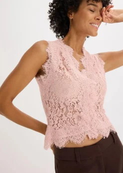 bonprix Jacken & Mäntel|Bekleidung·Hosen^Spitzenweste vintagerosa