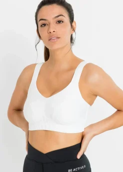bonprix Große Cups D-H|Sportbekleidung^Sport BH mit mittlerem Halt (2er Pack) anthrazit + weiß